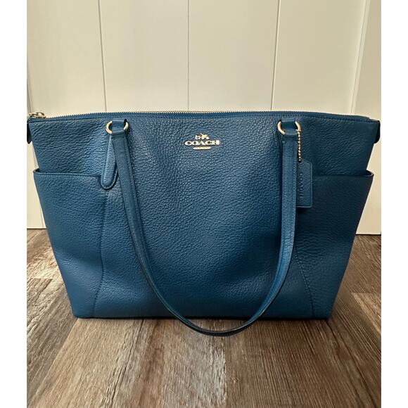 Coach Mini City Zip Tote in dark teal leather handbag - Picture 1 of 12